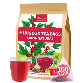 TeeLux Hibiscus Tea Bags, Natural Hibiscus Flowers Herbal Tea, Caffeine Free, Refreshing Tart Flavor, Hot & Iced Tea, 100 Count
