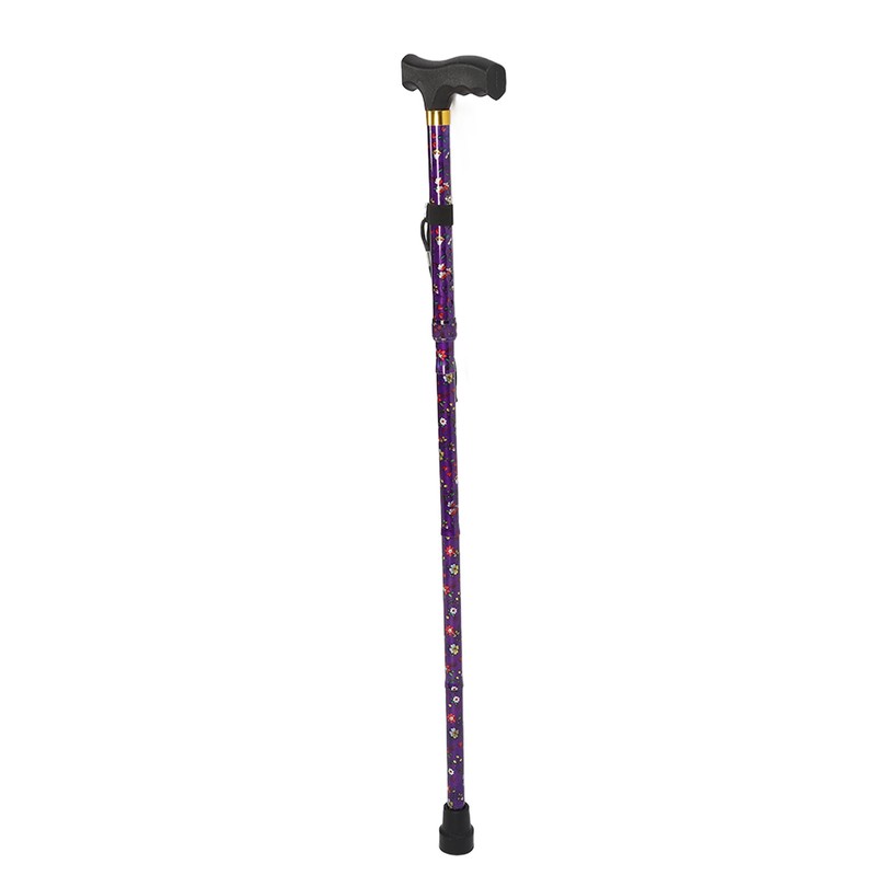 Folding Walking Cane T Handle Adjustable Height Print Folding Cane