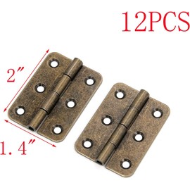 MY MIRONEY 2 Inch Vintage Door Hinges Antique Bronze Plating Hinges Iron Folding Butt Hinge with Screws for Cabinet Drawer Door Jewelry Gift Wood Box Pack of 12