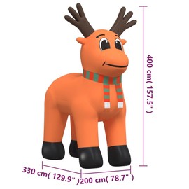 TREATLIFE HOME Christmas Inflatable Reindeer with LED Lights, Quick Inflation and Deflation, Weather-Resistant Fabric, 157.5-Inch Design, Orange