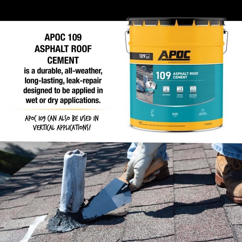 APOC 109 Rain-Proof Wet & Dry Roof Cement, 5 Gallons,