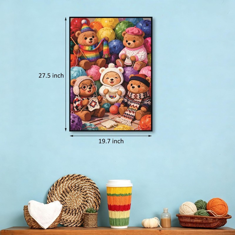 Knitting Bear Family Jigsaw Puzzle for Adults 1000 Pieces Cartoon