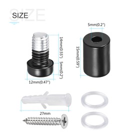 METALLIXITY Sign Spacer Screws (12 x 23 mm) 4 Pieces Stainless Steel Advertising Screws Glass Acrylic Nail - for Picture Frame Sign Display Matt Black