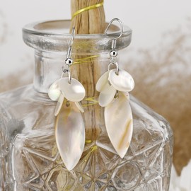 AeraVida Unique Elegant Mother of Pearl Shell Pointed Cluster Dangle Earrings