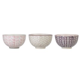 Bloomingville Set of 3 Maya Bowls Pink Grey Purple Ceramic