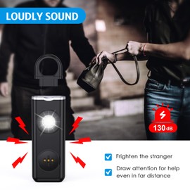 AMIR Personal Safety Alarm, Personal Alarm for Women, 130 dB Super Loud, Strobe Light and Carabiner, Safety Keychain for Women Children Men Seniors Emergency Call, Black