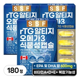 Pure Food rTG Omega 3 Vitamin D 1000mg, 60 tablets, 3 pieces / 순수식품 rTG 오메가3 비타민D 1000mg, 60정, 3개