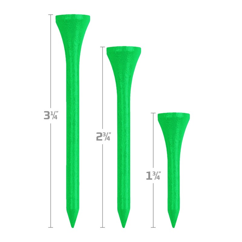 IZZO Golf Wood Golf Tees, 3.25 Inch, Neon Green (Pack