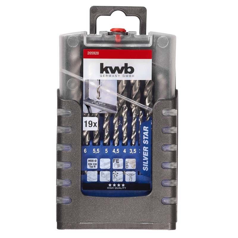 kwb Silver Star HSS-G Metal Drill Bit Set - 19-Piece