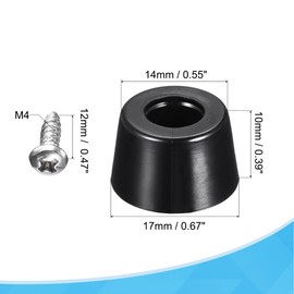 sourcing map Pack of 30 Round Black Rubber Feet with Stainless Steel Screws and Washer, Rubber Buffer Screw-Resistant Rubber Feet 16 mm Width x 10 mm Height for Most Furniture Appliances