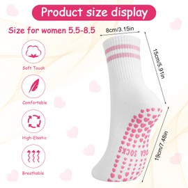 Zuimei 4 Pairs Yoga Grip Socks Women, Non-Slip Pilates Sock, Anti Slipper Grippy Socks Breathable Cotton Sock for Ballet,Dance,Workout,Fitness,Running