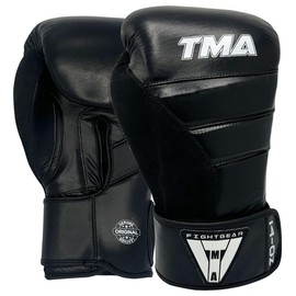 TMA Boxing Gloves for Men and Women Wrist and Knuckle Protection, Dual-X Hook and Loop Closure, Splinted Wrist Support, 4 Layer Foam Knuckle Padding (Black, 12 oz)