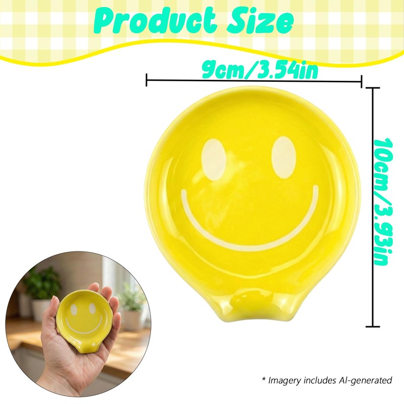 Molybdix Coffee Spoon Rest, Smiley Face Ceramic Spoon Holder For