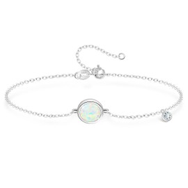 KristLand Women's Bracelet Sterling Silver Platinum Electroplated Silver Bracelet with Beautiful Opal Zirconia Stones Party Wedding Birthday Luxury Visual Gift Women Girls