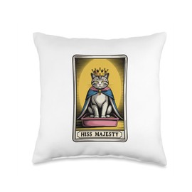 Hiss Majesty Tarot Card Mystic Cat Litter Box Funny Cat Throw Pillow