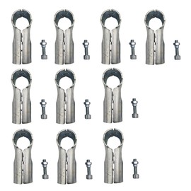 T Clamps Pipe Connector, Metal Clamp Fittings, 1" O.D. 25.4 mm, Stainless Steel End Rail Clamps, Chain Link Fence, Bolts and Nuts Included (10 Set)