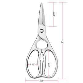 Multi-Purpose Kitchen Scissors WELLSTAR, Premium Stainless Steel Solid Kitchen Shears for Can Opener, Heavy Duty Poultry Scissors with Sharp Blade for Cutting Turkey, Chicken, Bones