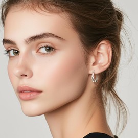 Jean Beau Chunky Silver Twisted Huggie Hoop Earrings for Women Statement 925 Sterling Silver Hypoallergenic Small Hoop Earrings Fashion Outfit Accessories Jewelry Gift