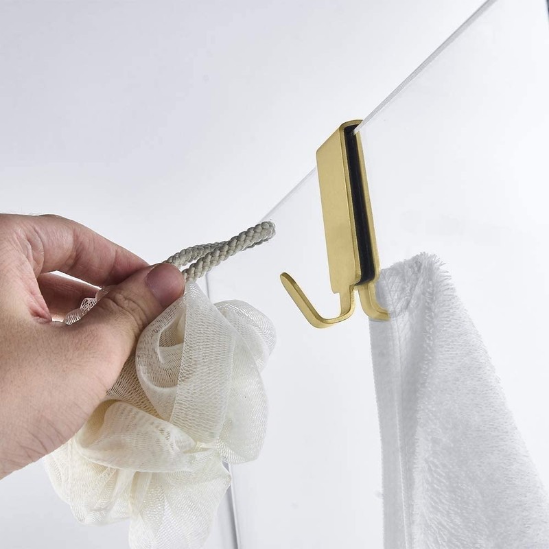 Double Hooks for Glass Shower Door, Towel Hooks Over The