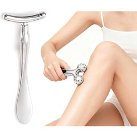 Beauty Facial Roller, Small Face Roller, Y-Shaped Beauty Body, 3D, No Charging Required, Small Face, Swelling Prevention, For Face & Body (Silver), Mother's Day, Birthday, Respect for the Aged Day