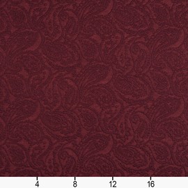E572 Burgundy Paisley Jacquard Woven Upholstery Grade Fabric by The Yard