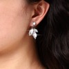 TseenYi Crystal Cluster Bridal Earrings Silver CZ Leaf Dangle Earrings