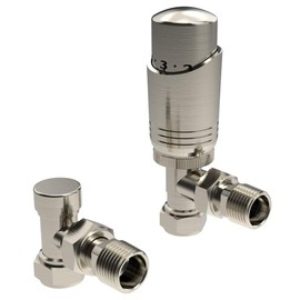 Brushed Nickel Thermostatic Radiator Valve Angled TRV Corner Radiator Thermostat Valves (Angled)