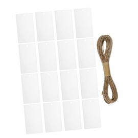 Gadpiparty 16Pcs White Acrylic Hanging Labels for Storage Baskets Tags with String for DIY Organization for Pantry and Household Items Easy to Clean and Use