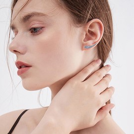 Filigree Ear Crawler Earrings Sterling Silver Filigree Blue Opal Ear Climbers Earrings Vintage Filigree Jewellery for Women