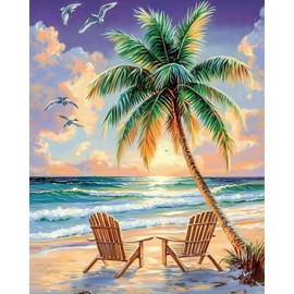 MBYAUYN Diamond Painting Beach Landscape, 5D Diamond Painting Adults, DIY Diamond Painting Pictures 30 x 40 cm, Suitable as a Painting for Home Decor and Gift