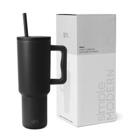 Simple Modern Vaso Térmico con Asa y Pajita | Botella de Agua Acero Inoxidable Aislado | Vaso de viaje para café helado | Trek Colección | 1180ml | Midnight Black