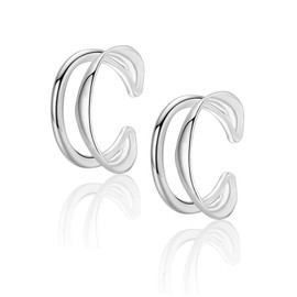 Ear Cuff for Women Silver Ear Cuff Earrings Ear Clips 14K Gold Cuff Earrings Non Piercing Helix Cartilage Wrap Cuff Earrings Ear Cuff, White Gold