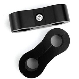 3AN Nylon/Steel Braided Billet Aluminum Hose Turbo Separator 3/8 inch ID Clamp Pliers Tools 9.5mm ID Black Dual Oil Fuel Water Line Adapter Fitting, Pack of 2