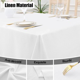 Smiry Square Table Cloth Linen Textured, Waterproof Spillproof Anti-Wrinkle Burlap Tablecloth, Washable Decorative Fabric Table Cover for Dining, Party, Banquet, 54 x 54 Inch, White
