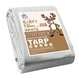 STARPYNG-10 Mil Clear/White 8X10 Feet Tarp-Heavy Duty Clear Mesh Tarp-Waterproof Tarp, UV Resistance,Greenhouse, Canopy, Tent, Yard and Outdoor Activities