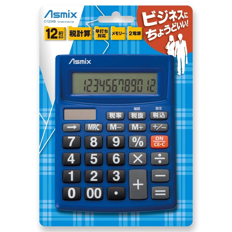 Asuka Calculator, Tax Calculator, C1234B, Blue, 12 Digit