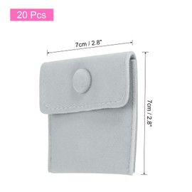 sourcing map 20 Pcs Velvet Jewelry Pouches with Snap Button 2.8x2.8 Inches, Soft Jewelry Pouches Storage Bags Small Velvet Gift Bags for Rings Necklace Bracelet Earring Watch, Grey