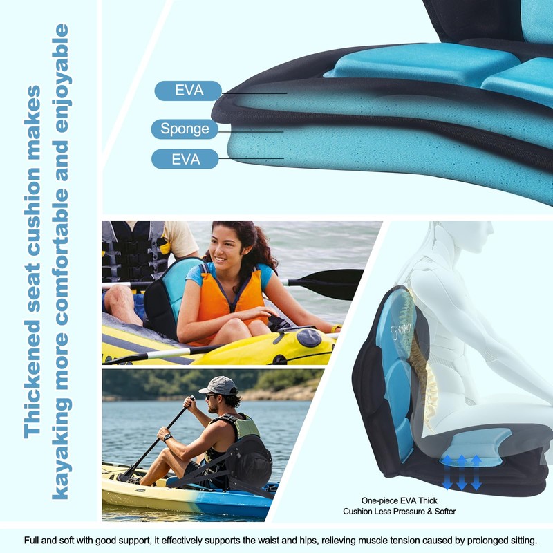 Thickened Kayak Seats - Premium Shockproof Seats with Back Support