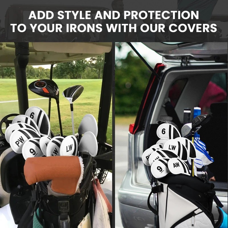 Golf Iron Head Covers Numbers Synthetic Leather Headcover Deluxe Value