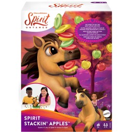 Mattel Games SPIRIT STACKIN’ APPLES Kids Game, Treat-Stacking Challenge with Hungry Horse for 2 3 or 4 Players 5 Years Old & Up