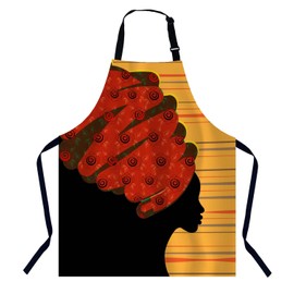 BGBDEIA African Woman in Traditional Turban Chefs Apron, Cooking and Baking Apron for Men and Women, Kitchen Apron, Butchers Apron, BBQ & Catering Bibs
