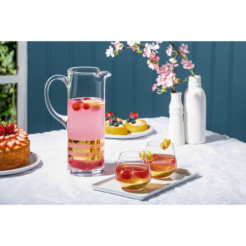 Glass Pitcher with handle Straight Sided, Handmade, With Spout, Three