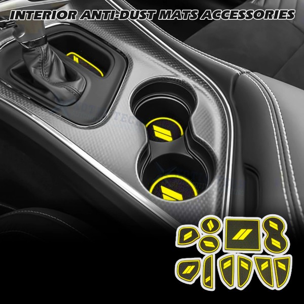 Xotic Tech Yellow Insert Cup Holder Door Pocket Liners Anti-dust