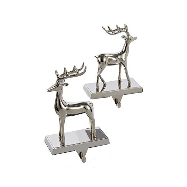 Kurt Adler Metal Festive Seasonal Ornament Reindeer Decor Stocking Hangers