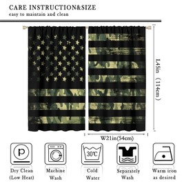 American Flag Curtains,Rustic Green Camo Pattern Blackout Rod Pocket Window Door Curtains for Bedroom Living Room Home Decor W42xL45in