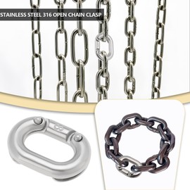 LT Easiyl 2Pcs 8mm Stainless Steel 316 Split Connecting Chain Links Heavy Duty Chain Link Connector for Chain Connection 25x13mm Silver