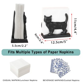 SUMTree Heavy Duty Cast Iron Vintage Metal Napkin Holder, Decorative Napkin Holder Organizer for Kitchen Restaurant Home, Napkin Holder for Table, Napkin Dispenser, Cat Pattern, 12.5 * 6 * 11cm