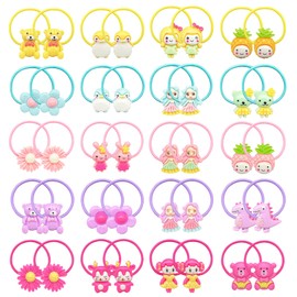Hair Ties for Baby Girls, 40 PCS (20 Pairs) Cute Elastic Rubber Bands Colorful Hair Accessories Ponytail Holders for Kids Toddlers Little Girls