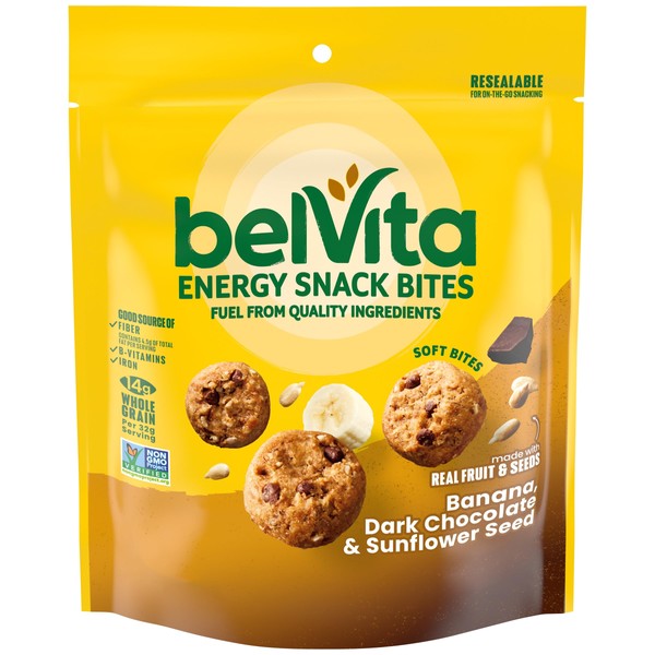 belVita Energy Snack Bites, Banana, Dark Chocolate and Sunflower Seed,
