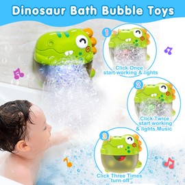 Bath Toys for 1 2 3 Years Old, Dinosaur Baby Bubble Machine with Light Balls Track Game Shower Bathtub Water Slide Toys, Fishing Game Mold Free Bath Baby Toy Gift for Kids
